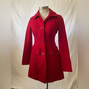 Red Wool Pea Coat